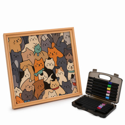 Gatos II - Puzzle de madera para colorear