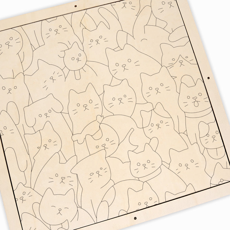 Gatos II - Puzzle de madera para colorear