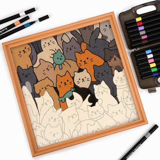 Gatos II - Puzzle de madera para colorear