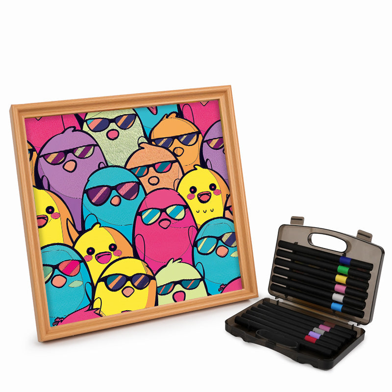 Pájaros geniales - Puzzle de madera para colorear