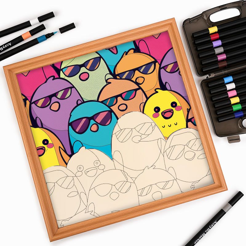 Pájaros geniales - Puzzle de madera para colorear