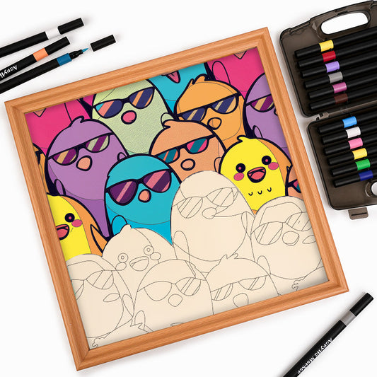 Pájaros geniales - Puzzle de madera para colorear