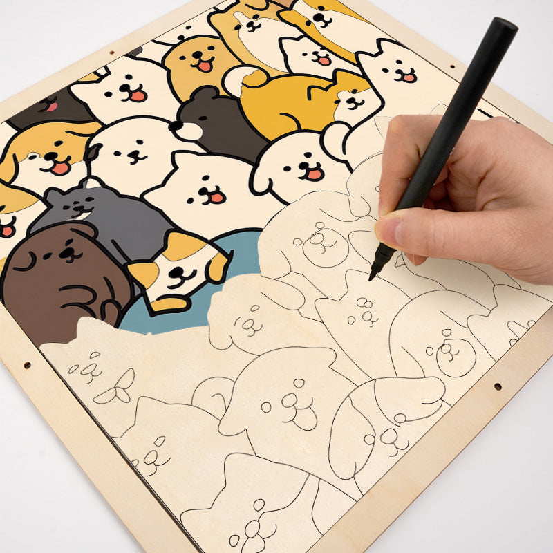 Perros - Puzzle de madera para colorear