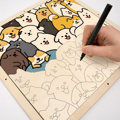 Perros - Puzzle de madera para colorear