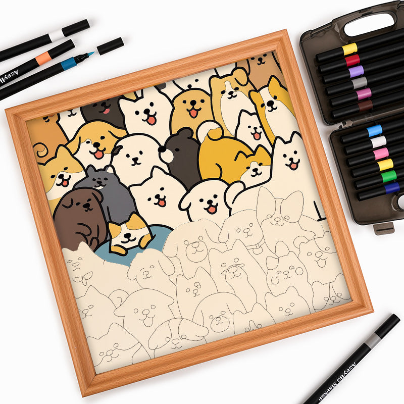 Perros - Puzzle de madera para colorear