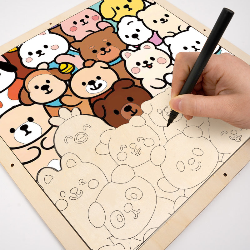Compañeros del bosque - Puzzle de madera para colorear