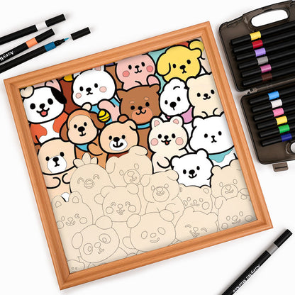 Compañeros del bosque - Puzzle de madera para colorear