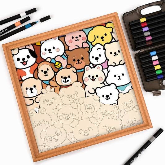 Compañeros del bosque - Puzzle de madera para colorear