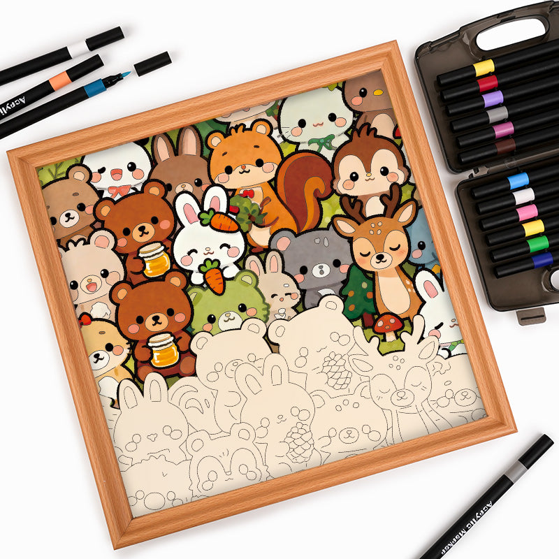 Equipo del Bosque - Puzzle de madera para colorear