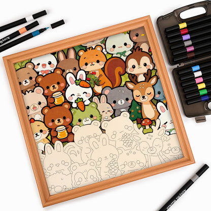 Equipo del Bosque - Puzzle de madera para colorear