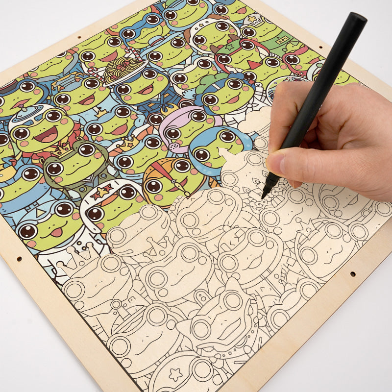 Rana - Puzzle de madera para colorear