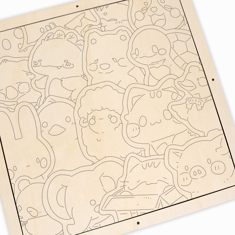 Reunión Peluda - Puzzle de madera para colorear