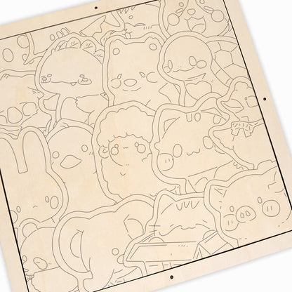 Reunión Peluda - Puzzle de madera para colorear