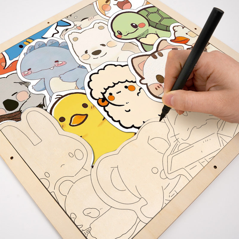 Reunión Peluda - Puzzle de madera para colorear