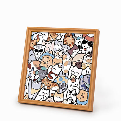 Gatos perezosos - Puzzle de madera para colorear