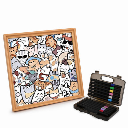 Gatos perezosos - Puzzle de madera para colorear