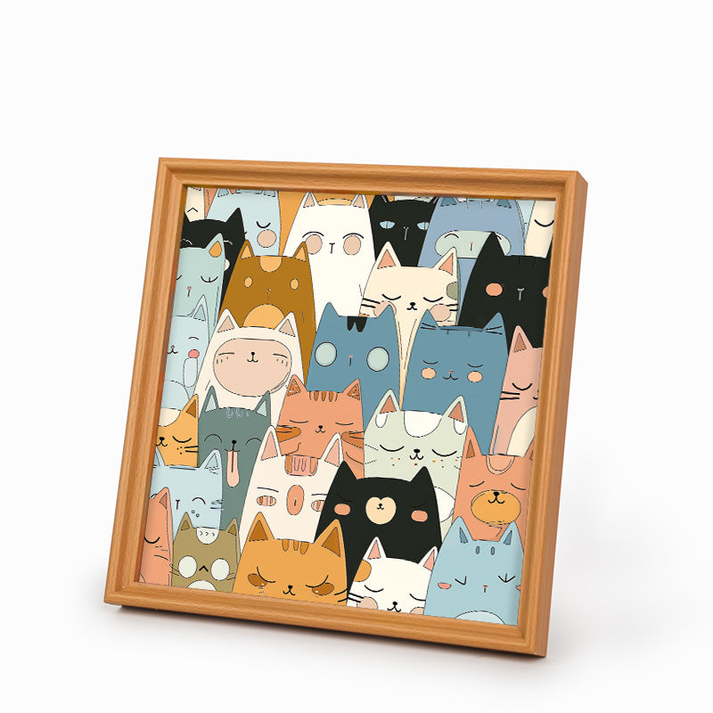 Gatitos de línea - Puzzle de madera para colorear