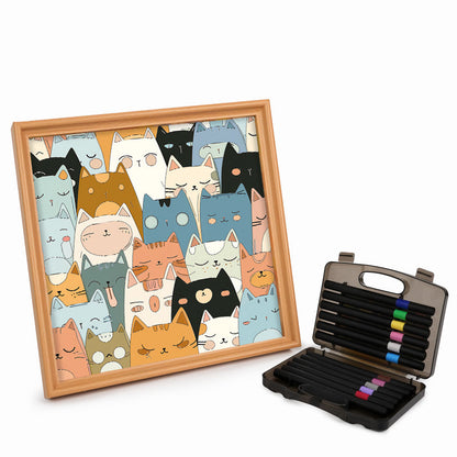 Gatitos de línea - Puzzle de madera para colorear