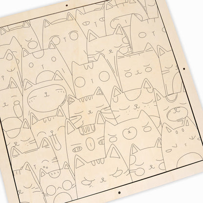 Gatitos de línea - Puzzle de madera para colorear