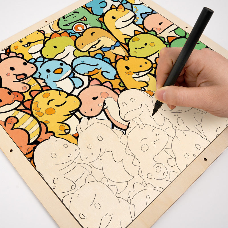 Dragoncito - Puzzle de madera para colorear