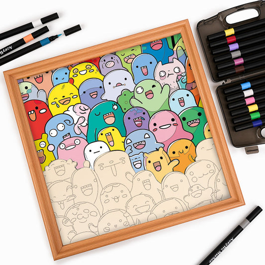 Monstruos traviesos - Puzzle de madera para colorear
