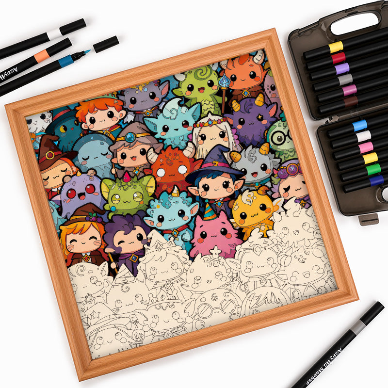 Mezcla de Monstruos - Puzzle de madera para colorear