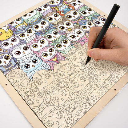 Búho - Puzzle de madera para colorear