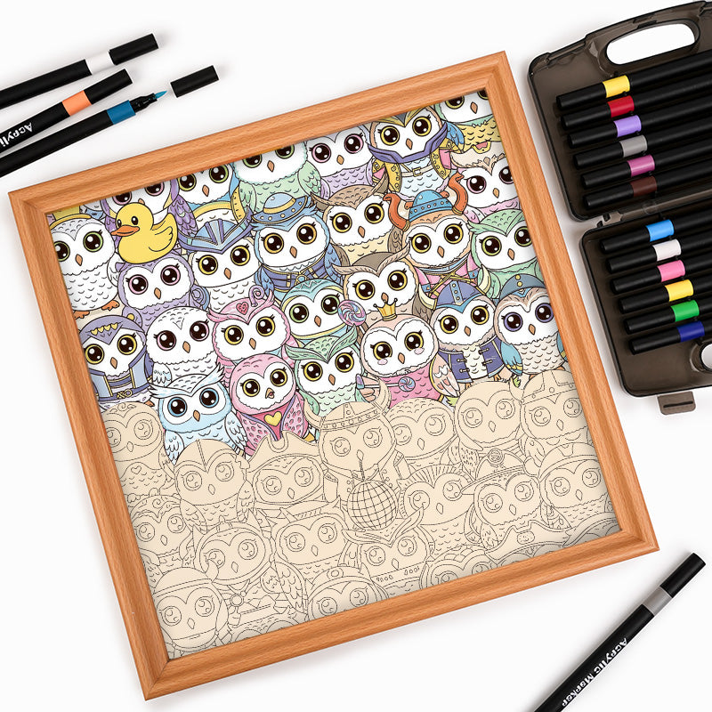 Búho - Puzzle de madera para colorear