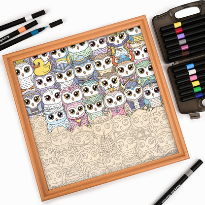 Búho - Puzzle de madera para colorear