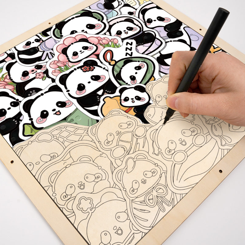 Panda II - Puzzle de madera para colorear