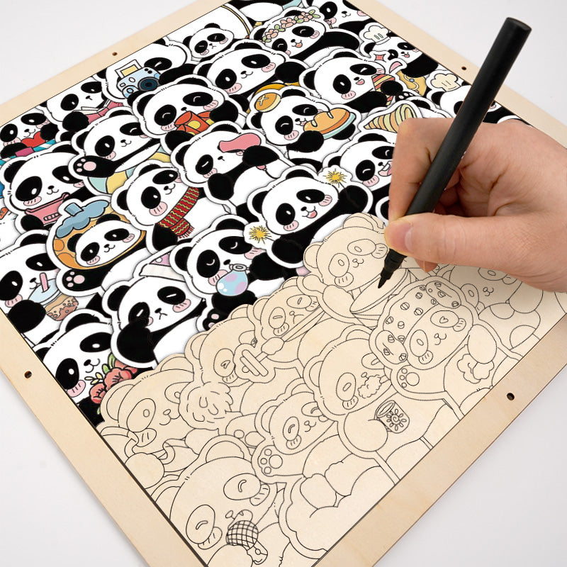 Panda III - Puzzle de madera para colorear