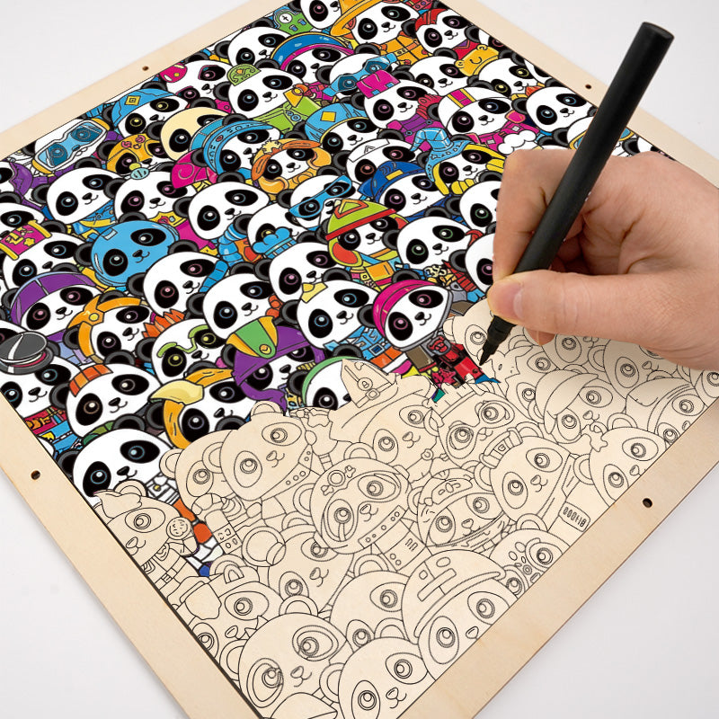Panda - Puzzle de madera para colorear