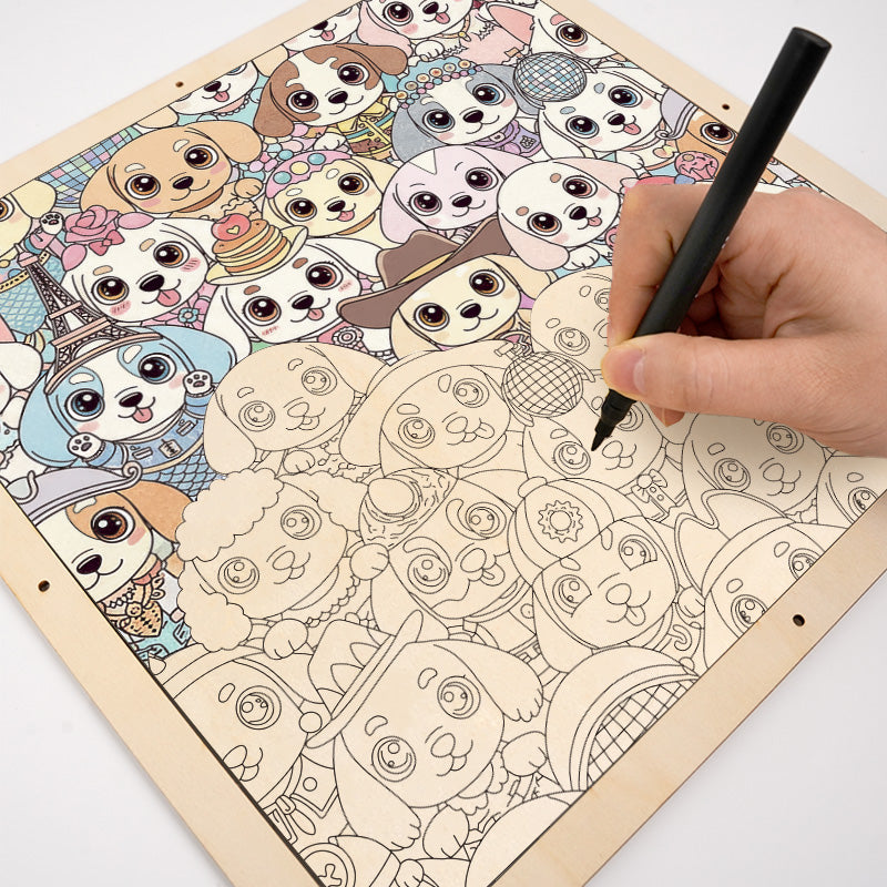 Cachorrito - Puzzle de madera para colorear