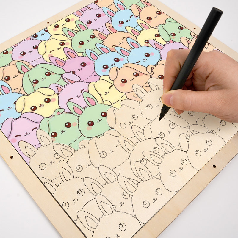 Conejo - Puzzle de madera para colorear