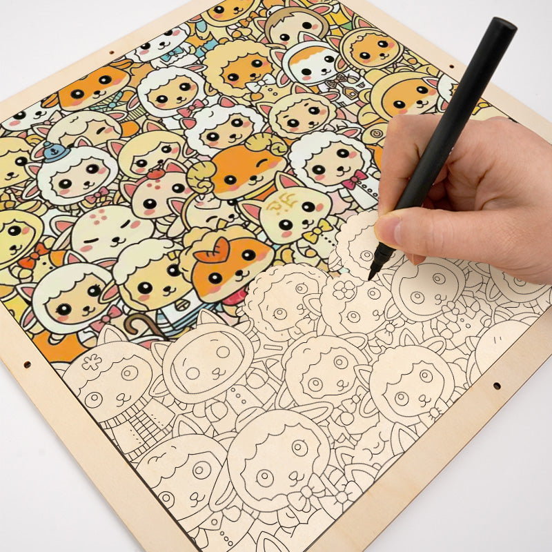 Oveja - Puzzle de madera para colorear