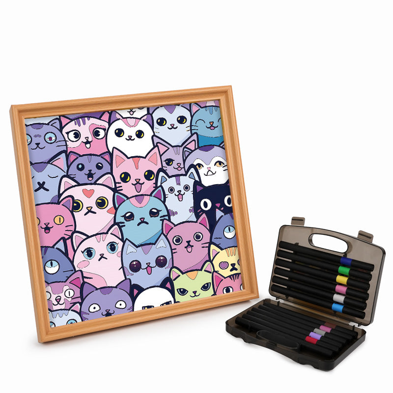 Gatitos Chistosos - Puzzle de madera para colorear