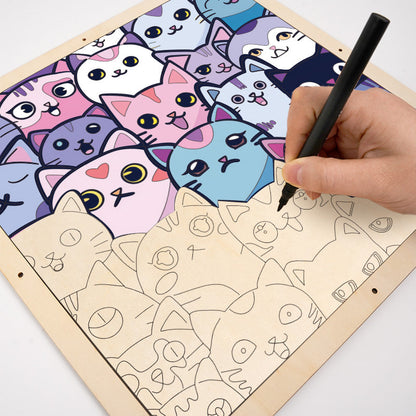 Gatitos Chistosos - Puzzle de madera para colorear