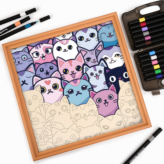 Gatitos Chistosos - Puzzle de madera para colorear