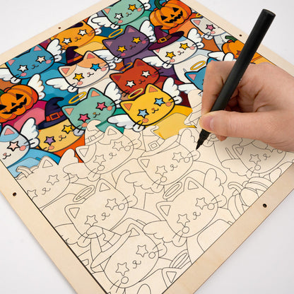 Gatito Brillante - Puzzle de madera para colorear