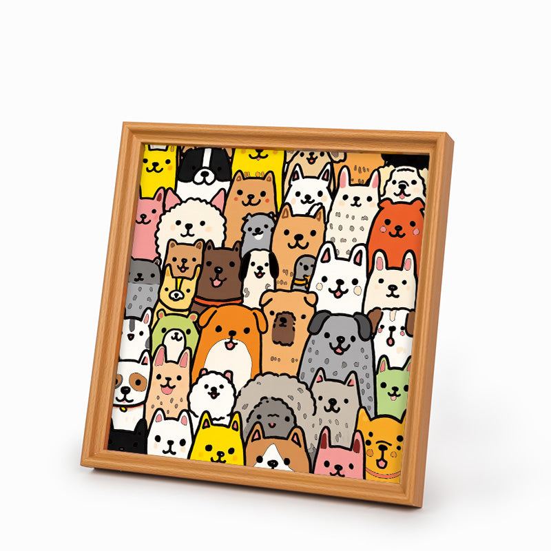 Cachorrito Line Art - Puzzle de madera para colorear