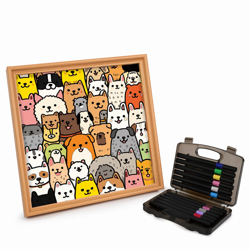 Cachorrito Line Art - Puzzle de madera para colorear