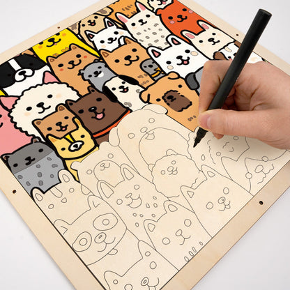 Cachorrito Line Art - Puzzle de madera para colorear