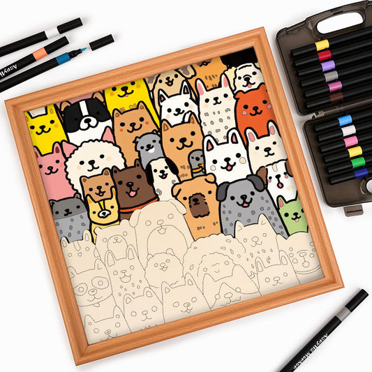 Cachorrito Line Art - Puzzle de madera para colorear