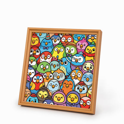 Pajaritos - Puzzle de madera para colorear