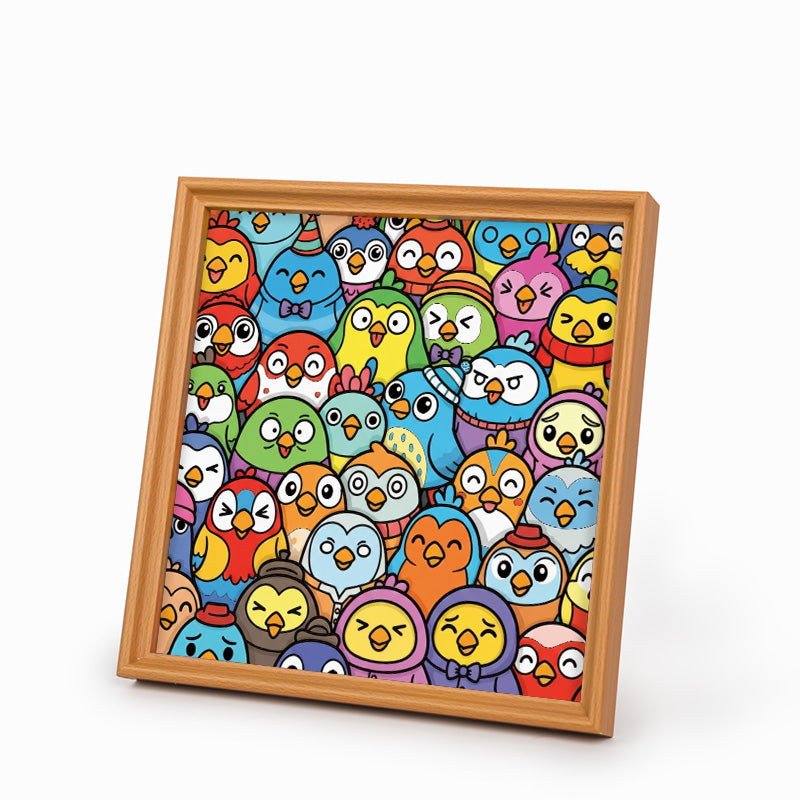 Pajaritos - Puzzle de madera para colorear