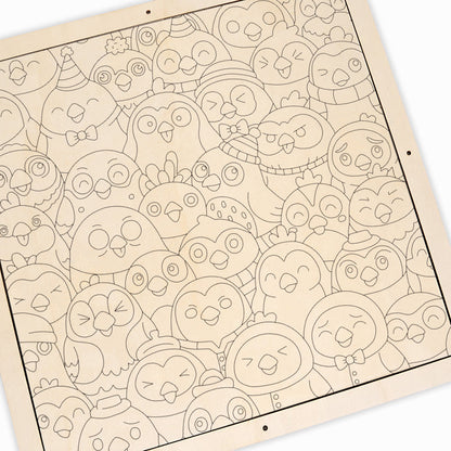 Pajaritos - Puzzle de madera para colorear