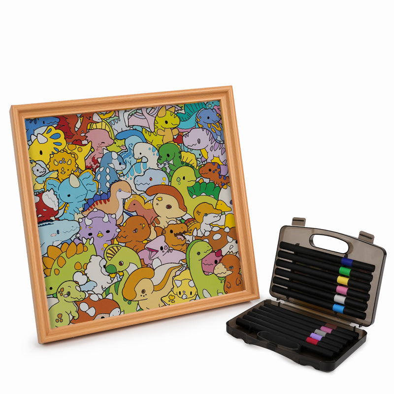 Dinosauritos - Puzzle de madera para colorear