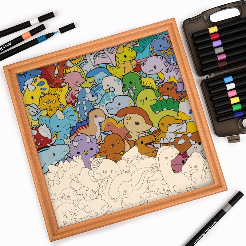 Dinosauritos - Puzzle de madera para colorear
