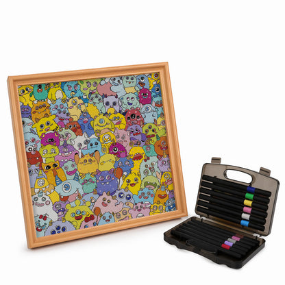 Monstruito - Puzzle de madera para colorear