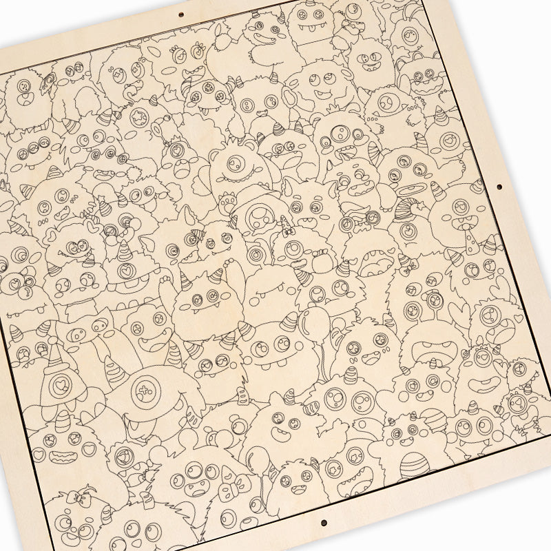 Monstruito - Puzzle de madera para colorear